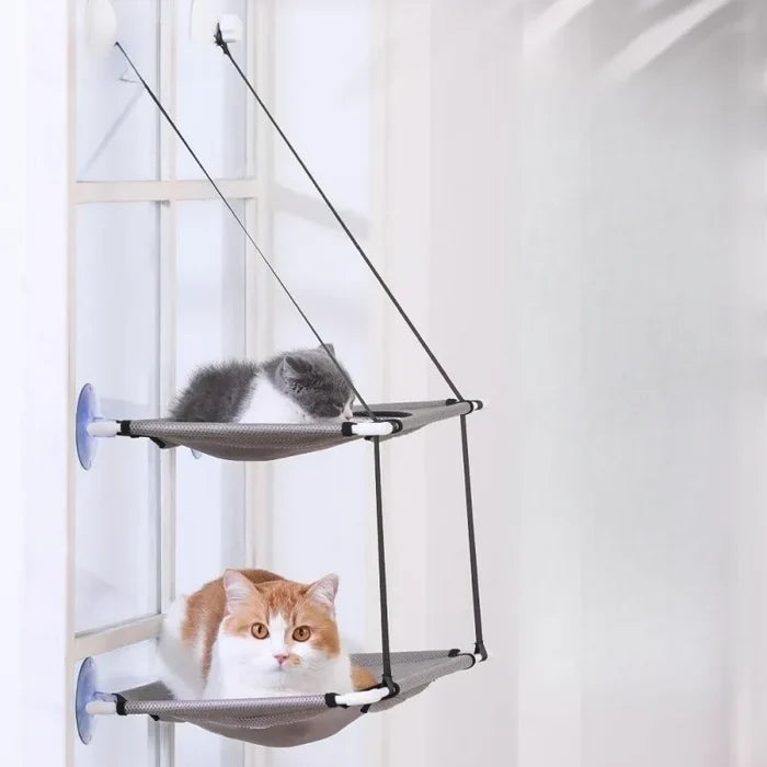 Cat Hammock Window Bed Double Decker Suction Cup Mount Sunny Seat Fall 2025 Wall Mounted Cozy Napping Spot