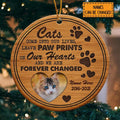 Cats Come Into Our Lives Custom Photo Circle Ceramic Ornament - Personalized Cat Lovers Decorative Christmas Ornament