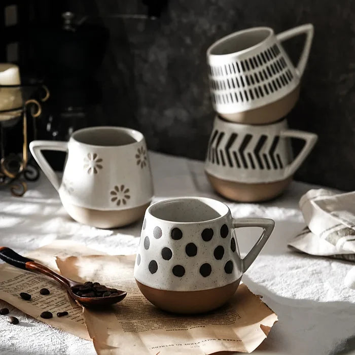 Ceramic Mug Hand Painted Large Capacity Retro Coffee Cup Fall 2025 Artisanal Breakfast Gift