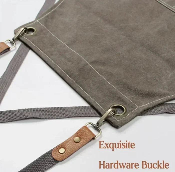 Chef Apron Canvas Crossback Utility Apron With Leather Trim And Pockets Fall 2025 Durable BBQ Workshop