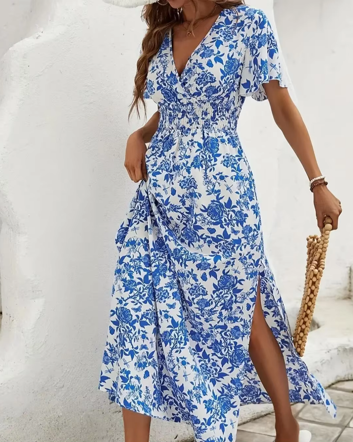 Chic Floral Women's Summer Dress, Lightweight Casual Fit, Breathable Fabric for Warm Weather Outings-2