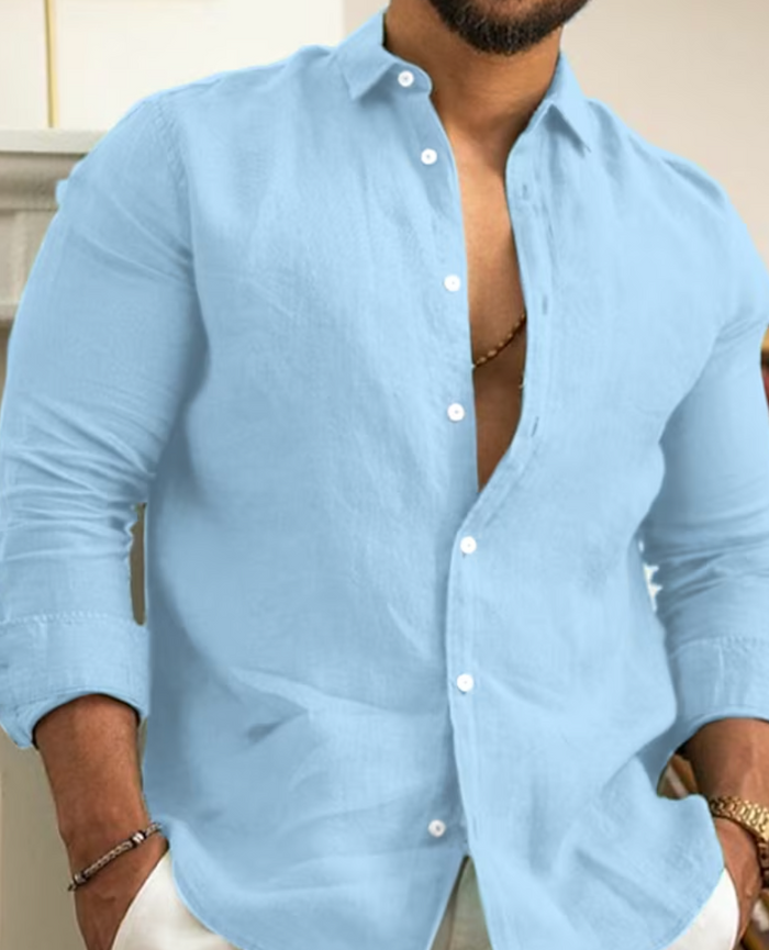 Classic Men's Dress Shirt, Lightweight Button-Up, Breathable Fabric, Versatile Fit for Casual and Formal Occasions-1