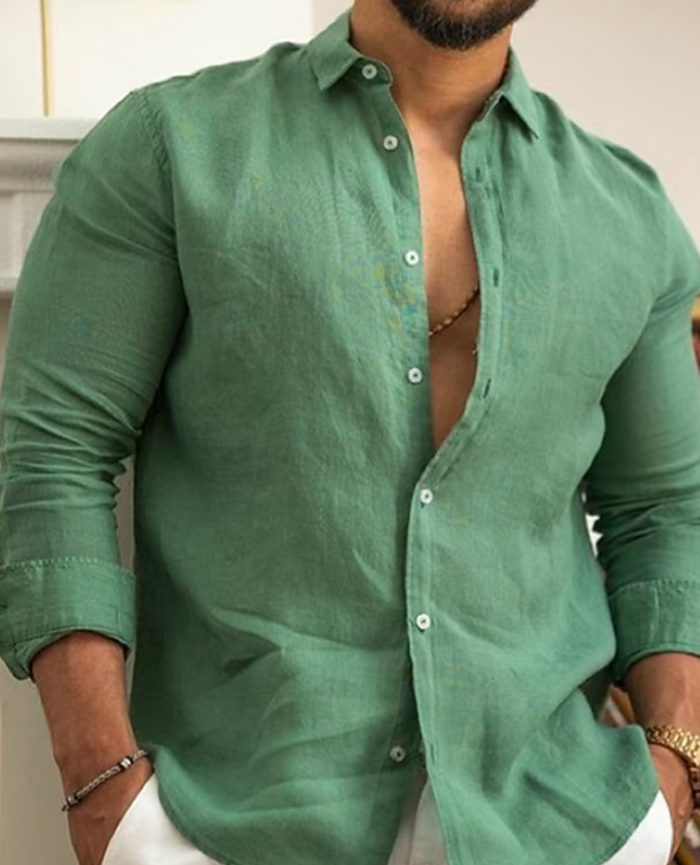 Classic Men's Dress Shirt, Lightweight Button-Up, Breathable Fabric, Versatile Fit for Casual and Formal Occasions-2