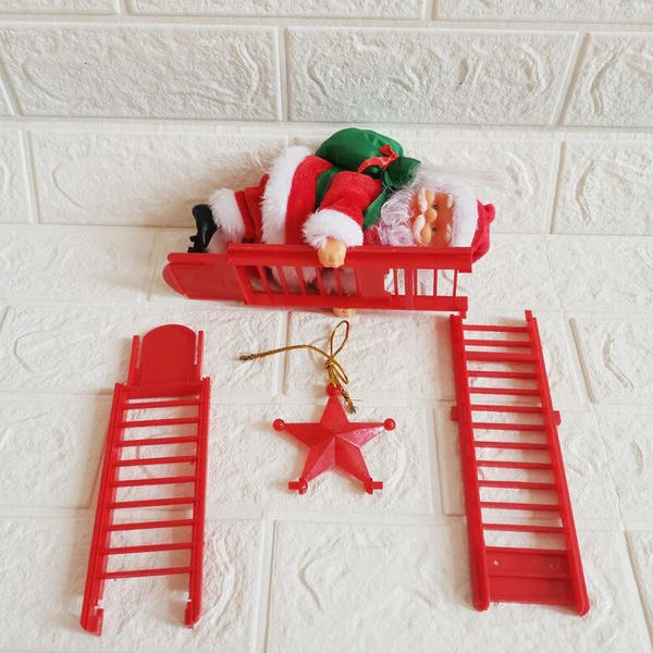 Climbing Santa Ornament With LED Lights Animated Christmas Decor 2025 Tree Or Wall Display
