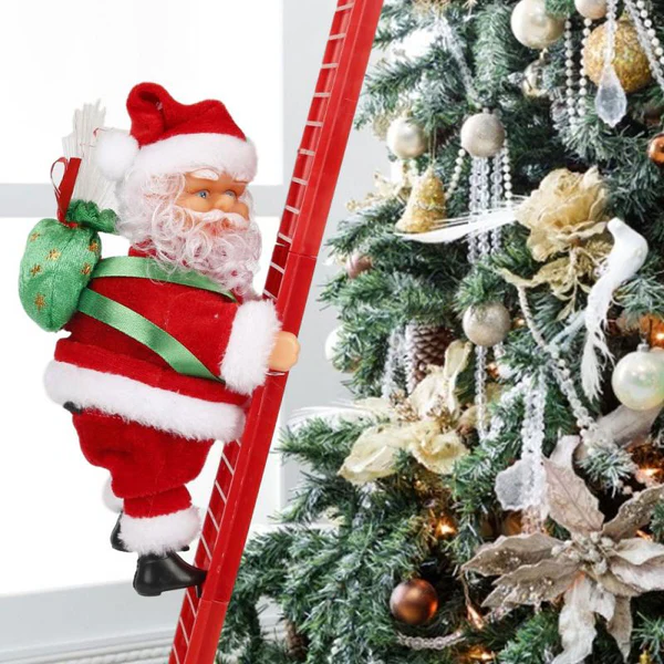 Climbing Santa Ornament With LED Lights Animated Christmas Decor 2025 Tree Or Wall Display
