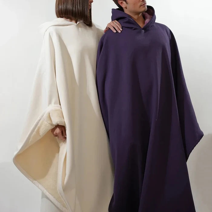 Cloak Robe Hoodie Men Casual Loose Solid Color Sweatshirt with Hat