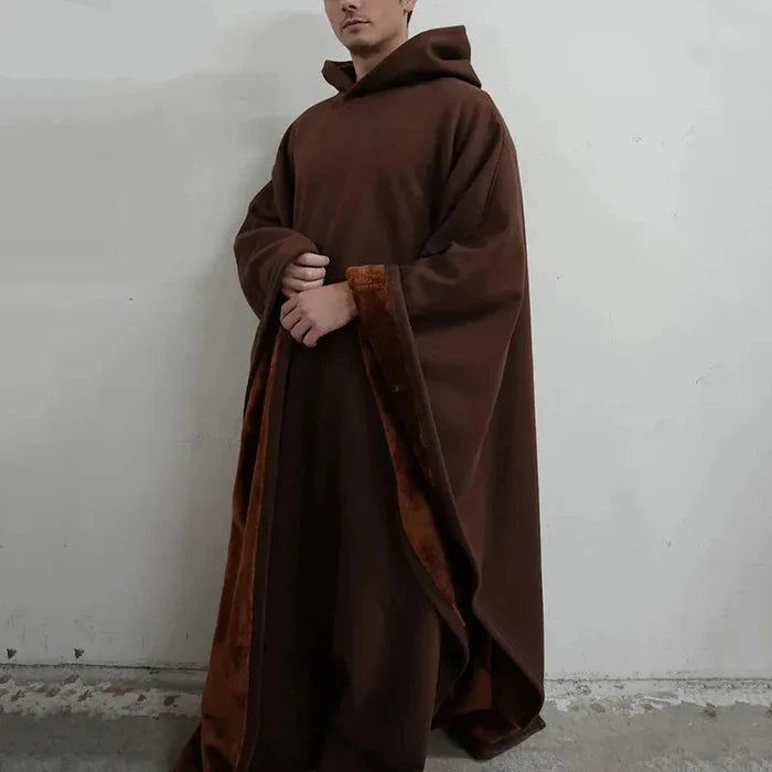 Cloak Robe Hoodie Men Casual Loose Solid Color Sweatshirt with Hat