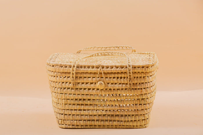 Coffre de rangement en osier - Coffre de rangement et panier en feuille de palmier 50 cm - Africancreates