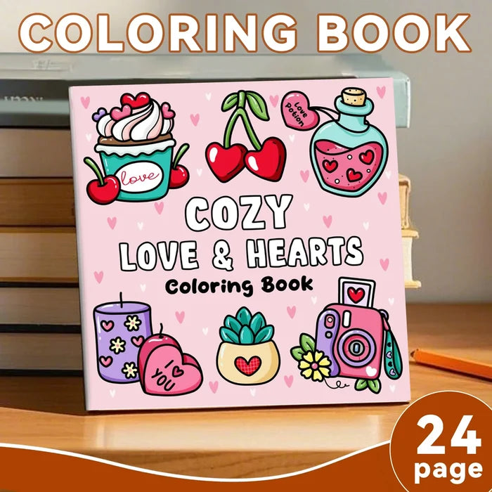 Coloring Book Adult Doodles Cozy Hearts Theme Fall 2025 Stress Relief Gift Idea