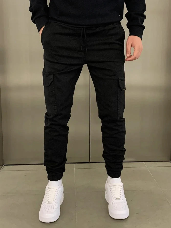 Variant image for Comfortable Loose Fit Black Cargo Pants for Women with Practical Pockets and Elastic Waistband-1