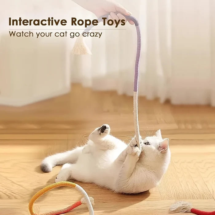 Cotton Cat Chew Toy for Teeth Cleaning - Catnip Rope Teething Toy for Indoor Cats