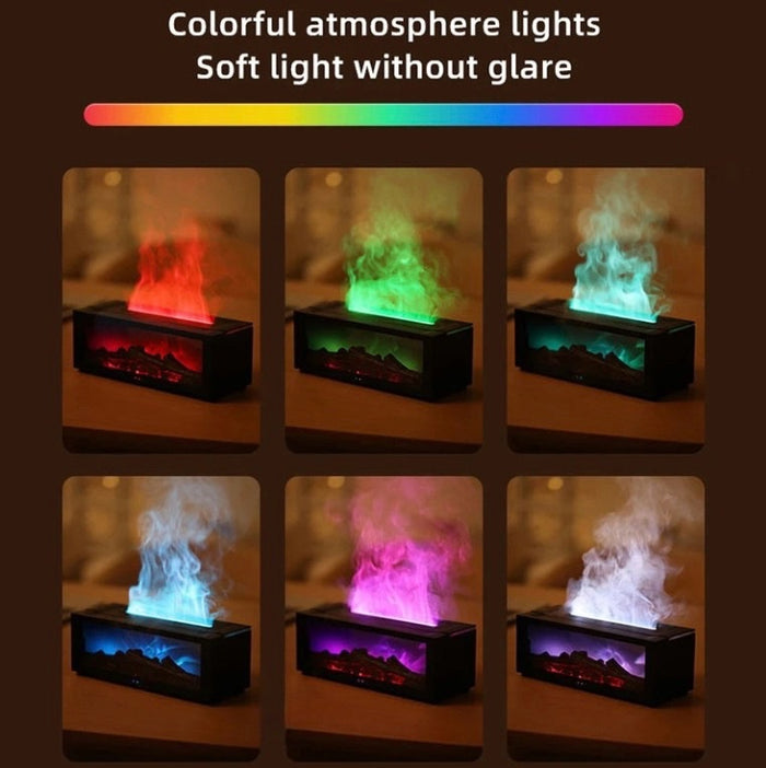 Creative Fireplace Air Humidifier Diffuser with LED Light Remote Control for Home Gift