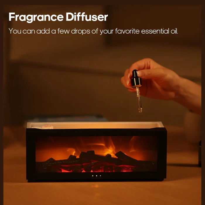 Creative Fireplace Air Humidifier Diffuser with LED Light Remote Control for Home Gift