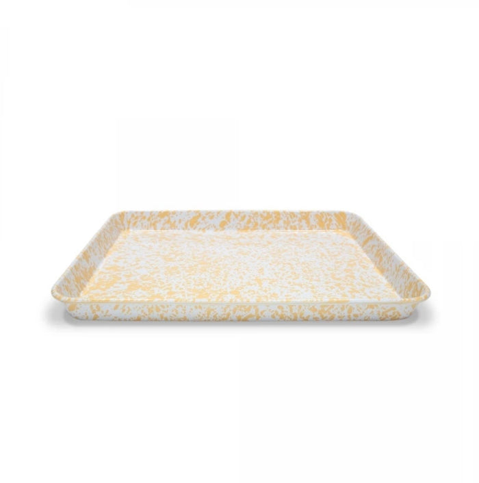 Crow Canyon Splatter Covered Large Rectangular Tray - Yellow