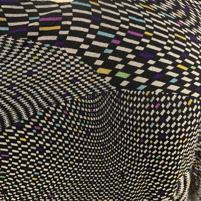 Long black and white dress with punches of color