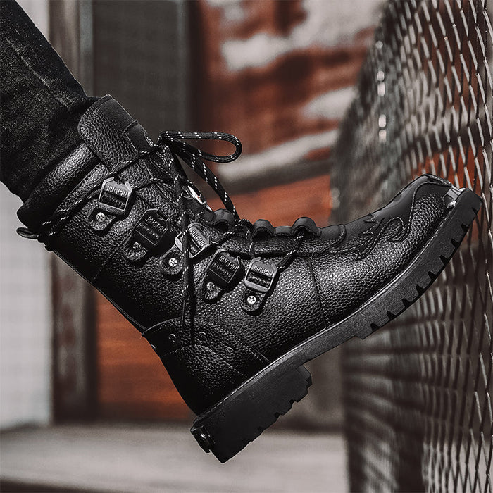 Durable Mens Motorcycle Boots - Lace Up, Leather, Riding