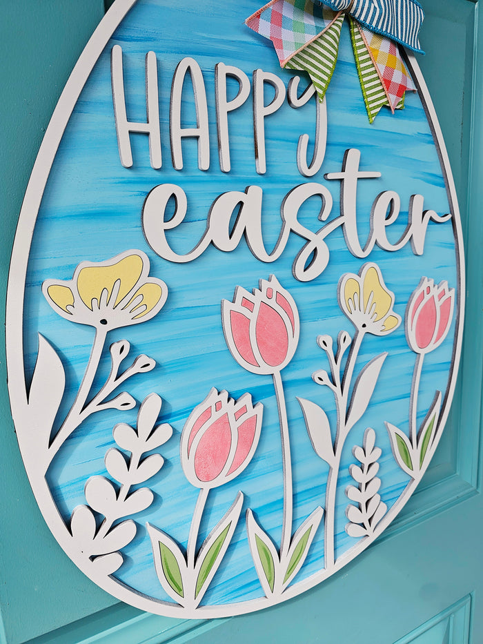 Egg Shaped Floral Door Hanger