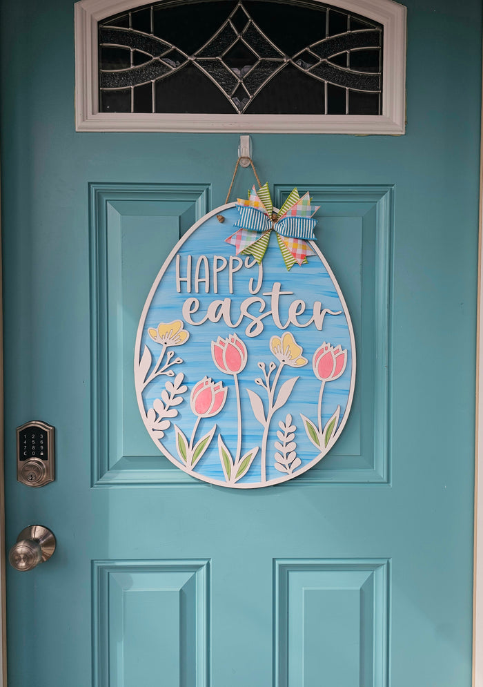 Egg Shaped Floral Door Hanger