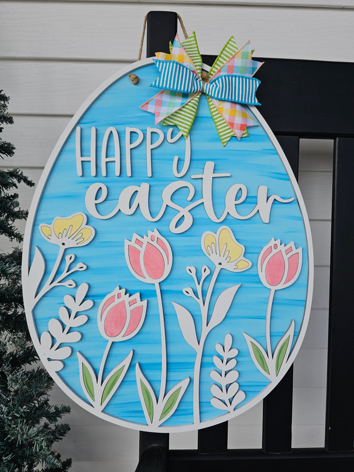 Egg Shaped Floral Door Hanger
