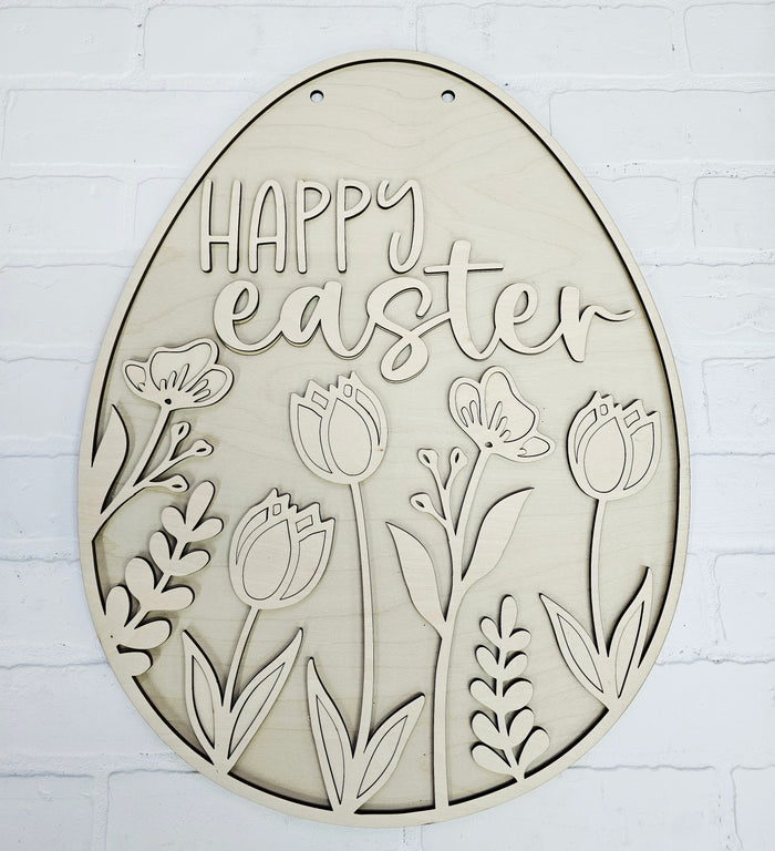 Egg Shaped Floral Door Hanger
