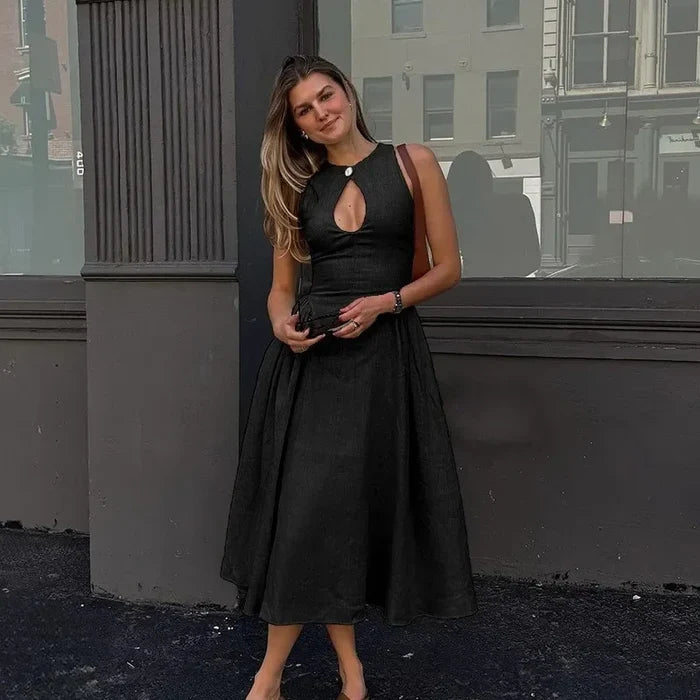 Elegant A-Line Sleeveless Women's Dress with Hollow Out Design for Summer and Formal Occasions 7