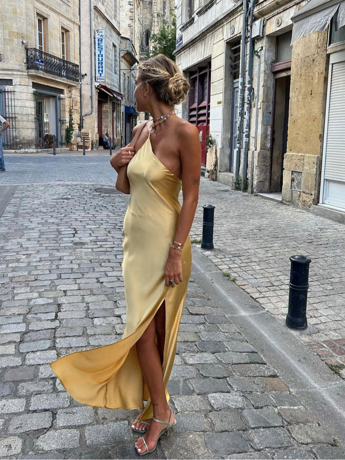 Variant image for Elegant Backless Black Maxi Dress for Women, Open Shoulders Satin Long Dress for Special Occasions-1