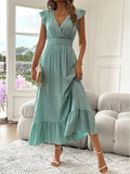 Variant image for Elegant Black Ruffle Dress with Diaper Neckline, Plus Size Wedding Guest Formal Dress for Spring-1