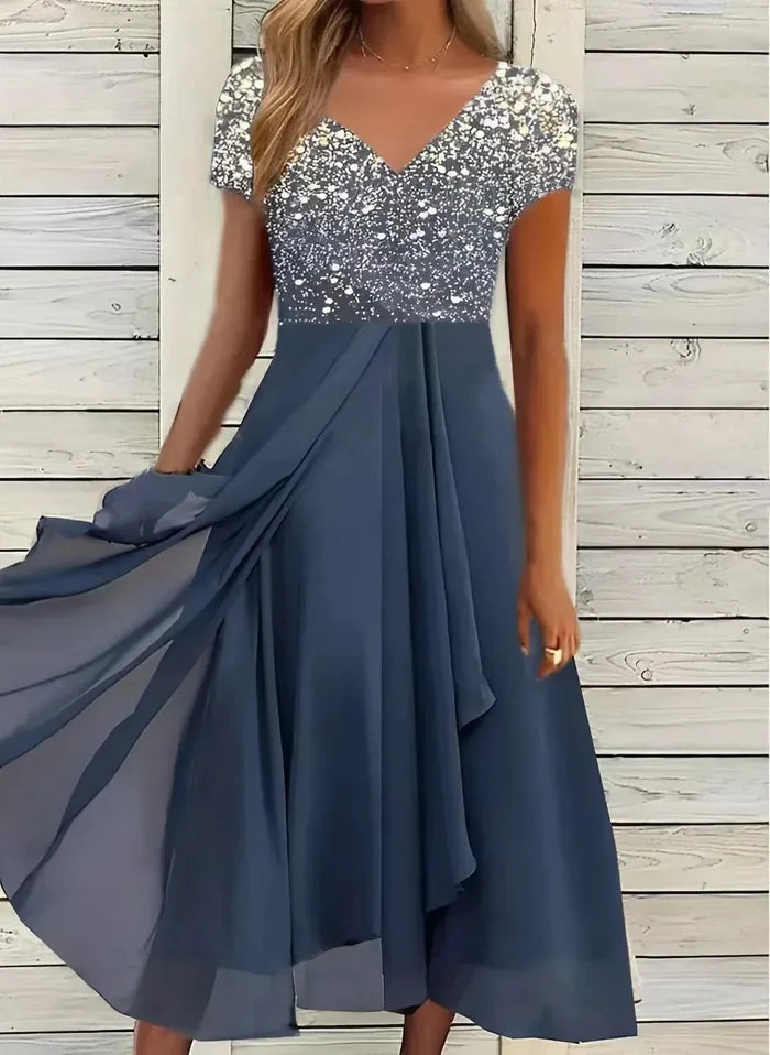 Elegant Chiffon Party Dress for Women, Knee-Length, Lightweight, Sophisticated Design for Special Occasions-5