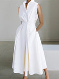 Variant image for Elegant White Dress with Shirt Collar, Versatile Women's Dress for Formal and Casual Occasions-1