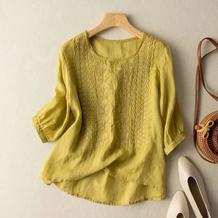Variant image for Elegant Embroidered Women's Blouse, Long Sleeve Plus Size Tops with Flattering Fit and Versatile Style-1