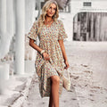 Variant image for Elegant Floral Print Midi Dress - Versatile Summer Wedding Guest Dress for Work and Social Occasions-1