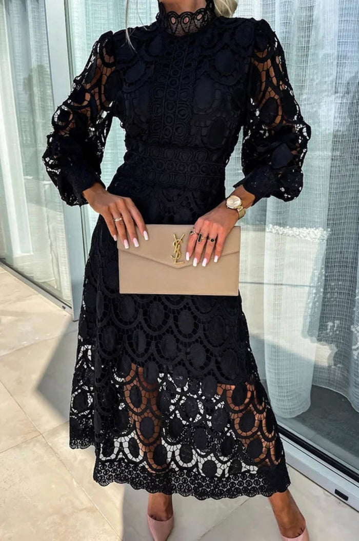 Variant image for Elegant White Midi Dress with Flattering Fit, Long Sleeve Design for Versatile Occasions - Perfect for Women-11