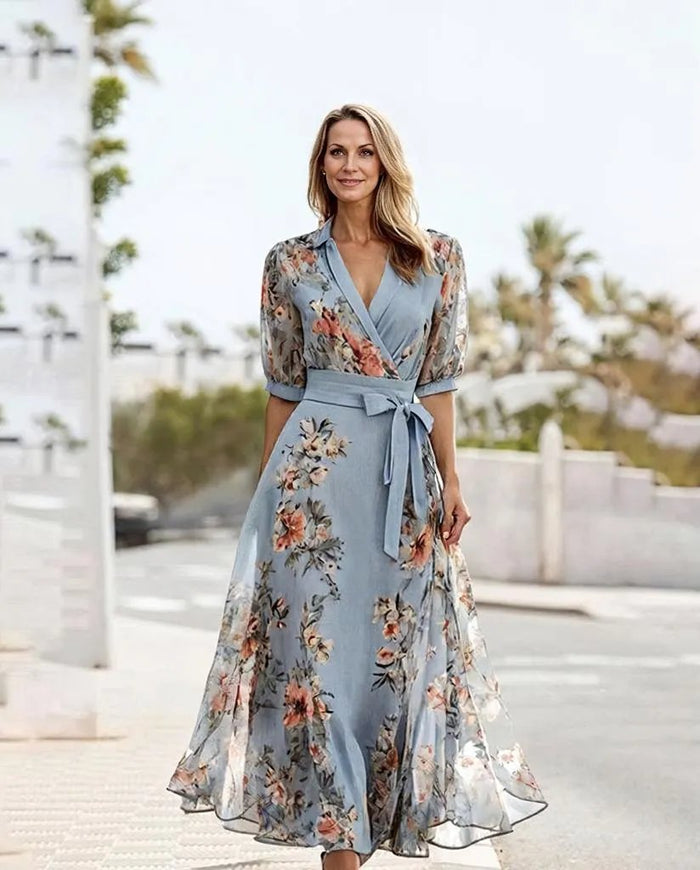 Variant image for Elegant White Midi Dress with Short Sleeves and V-Neck for Versatile Occasions-1