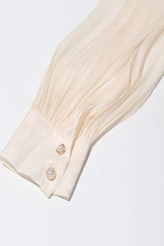 Elegant Women's Dress with Ruched Design, Lantern Sleeves, and High Waist for Summer Events