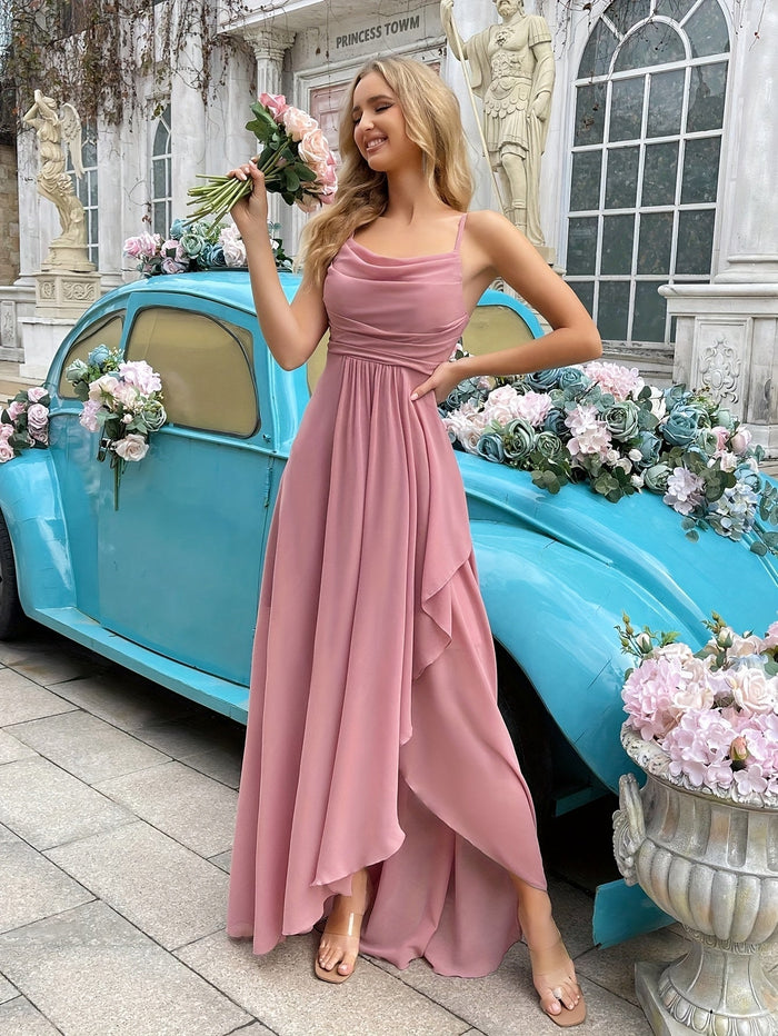 Variant image for Elegant Women's Long Chiffon Dress, Fit and Flare Design, Versatile Summer and Wedding Guest Dresses-1
