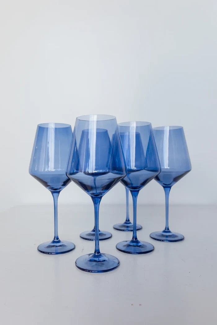 Estelle Colored Wine Glasses - Cobalt Blue