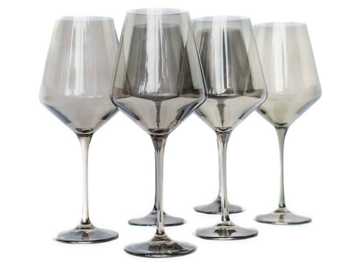 Estelle Colored Wine Glasses - Gray Smoke