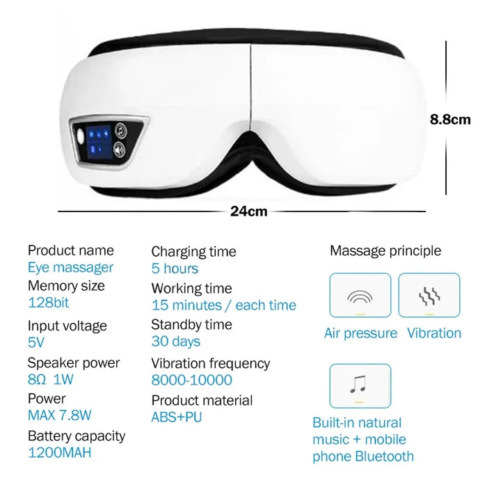 Eye Massager Medium Airbag Compression Bluetooth Music Sleep Aid AI Trending 2026 Wellness Gift