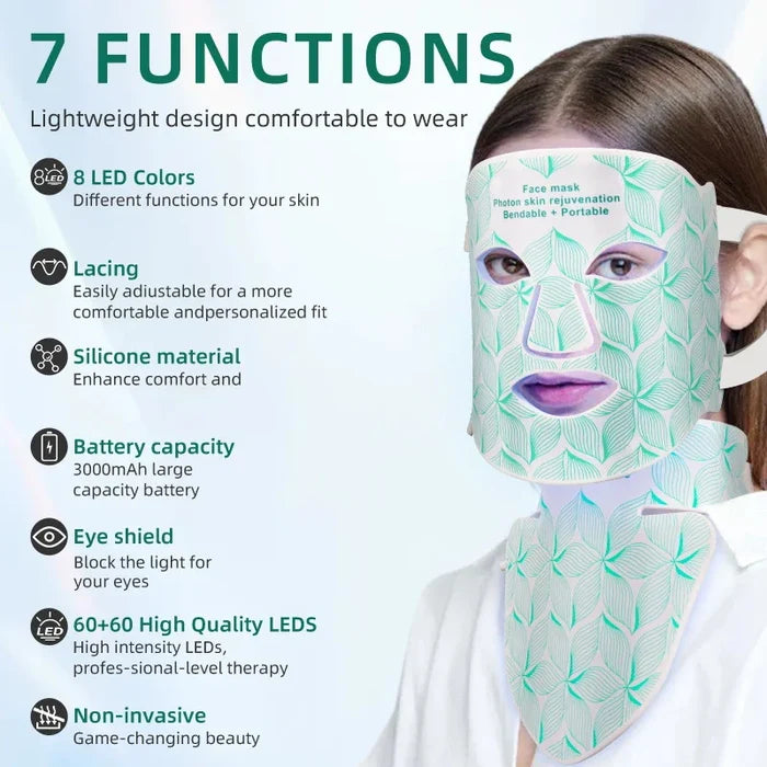 Facial LED Mask With Neck Red Light Infrared Therapy For Anti Aging Skin Rejuvenation Holiday Gifts 2026