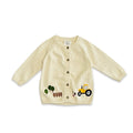 Farm & Tractor Embroidered Sweater Knit Baby Cardigan (Organic Cotton)