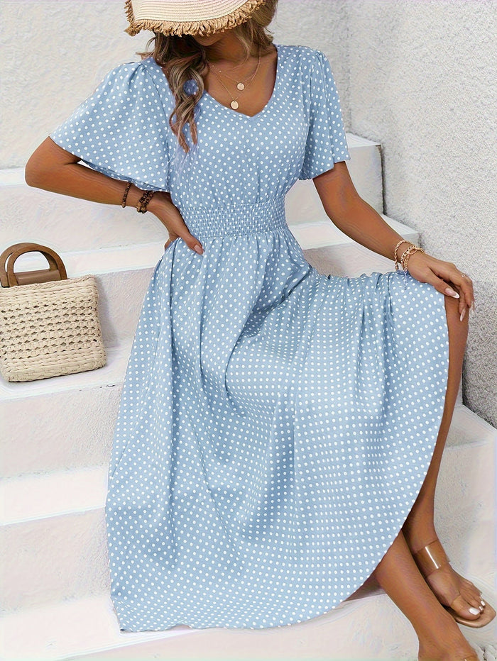Feminine Summer Dress with Gathered Waist, Lightweight Breathable Fabric, Multiple Colors, Sizes S-XXL-2
