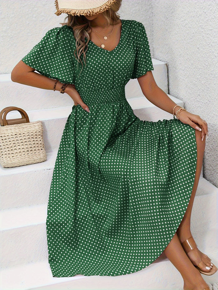 Feminine Summer Dress with Gathered Waist, Lightweight Breathable Fabric, Multiple Colors, Sizes S-XXL-4