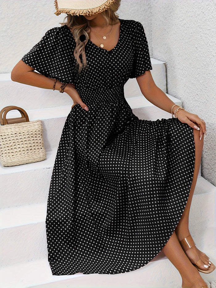 Feminine Summer Dress with Gathered Waist, Lightweight Breathable Fabric, Multiple Colors, Sizes S-XXL-5
