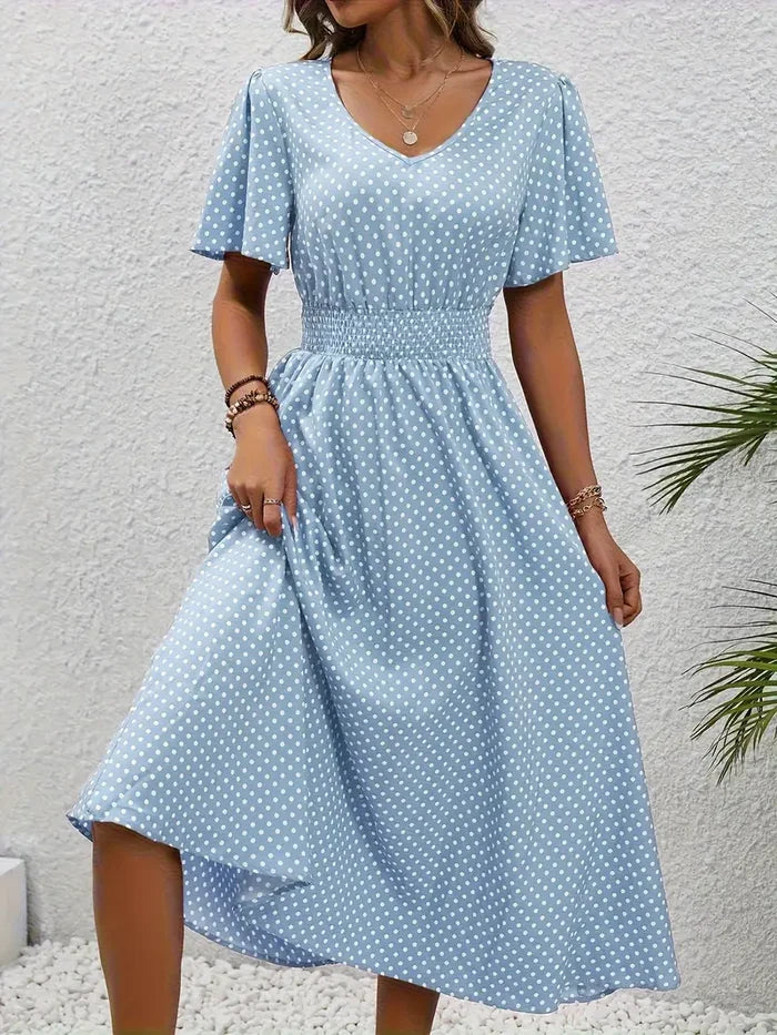 Variant image for Feminine Summer Dress with Gathered Waist, Lightweight Breathable Fabric, Multiple Colors, Sizes S-XXL-6
