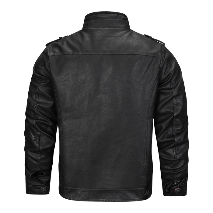 Fitted Men's Jacket - Slim Moto, Faux Leather, For Fall