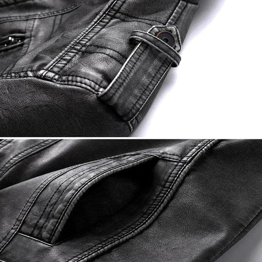 Fitted Men's Jacket - Slim Moto, Faux Leather, For Fall