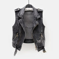 Fitted Women's Denim Vest - Moto Crop, Distressed, Casual