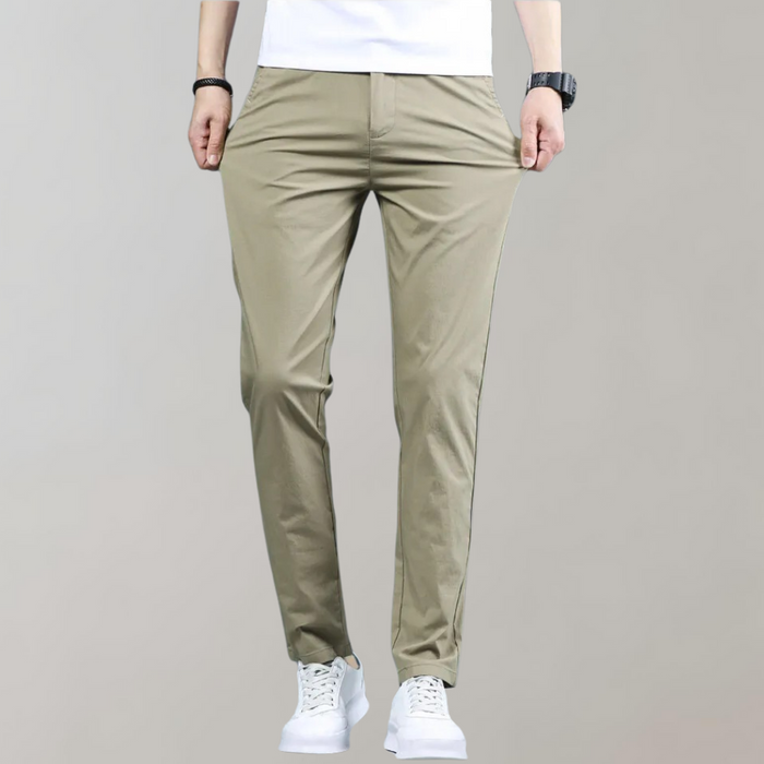 Flexible men's khaki pants – stretch fit, breathable cotton, for casual outings 0