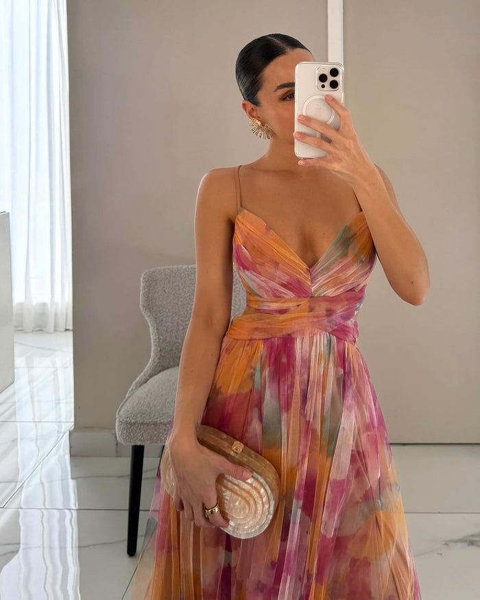 Floral Maxi Dress for Women, Adjustable Back Closure, Summer Wedding Guest Dress, Elegant and Comfortable-2