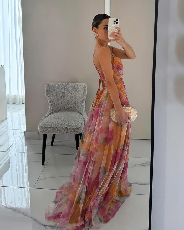 Floral Maxi Dress for Women, Adjustable Back Closure, Summer Wedding Guest Dress, Elegant and Comfortable-3